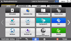 Illustrasjon av betjeningspanelet