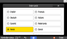 Illustrasjon av betjeningspanelet