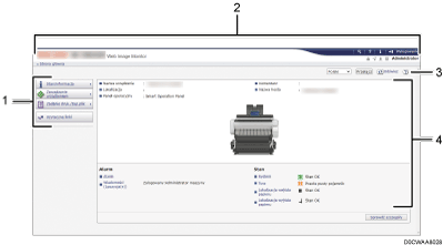 Ilustracja ekranu przeglądarki internetowej z numerowanymi odnośnikami