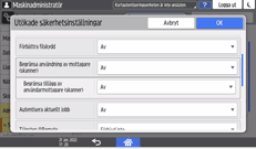 Bild på användarpanelens skärm