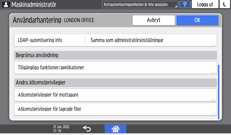 Bild på användarpanelens skärm