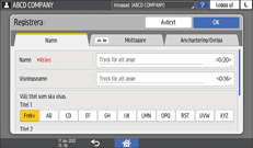 Bild på användarpanelens skärm