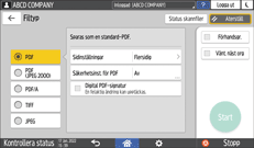 Bild på användarpanelens skärm