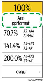 Bild på användarpanelens skärm