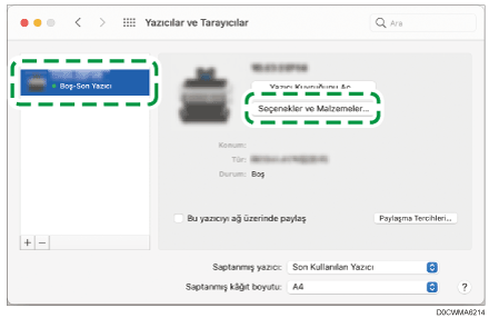 Sürücü ekranı gösterimi