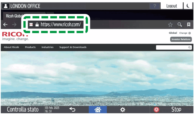 Schermata pannello operativo