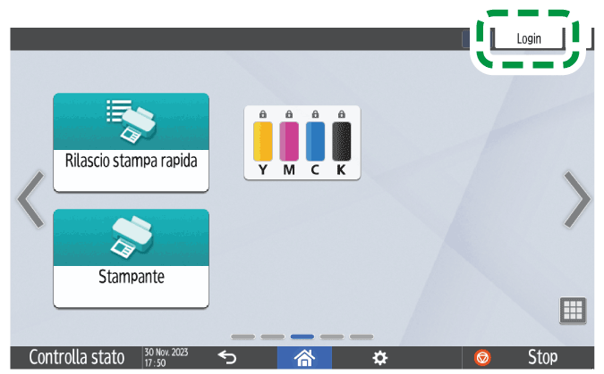 Illustrazione della schermata sul pannello di controllo