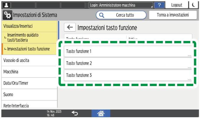 Illustrazione della schermata sul pannello di controllo