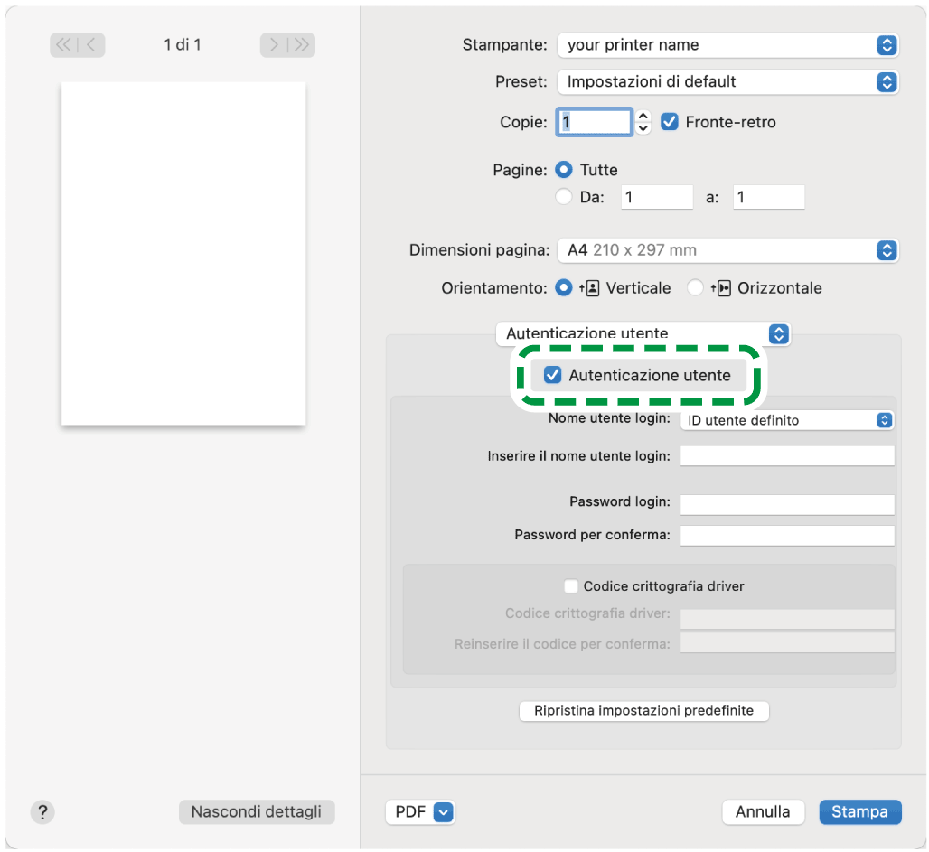 Illustrazione della schermata del driver