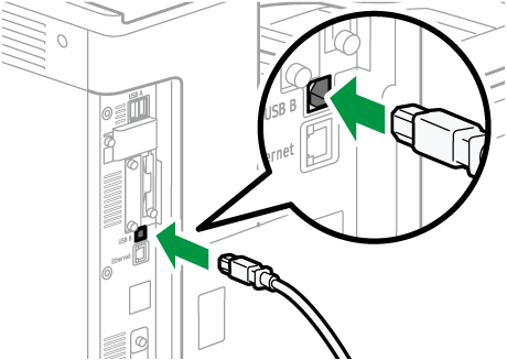 Illustrazione collegamento del cavo di interfaccia USB