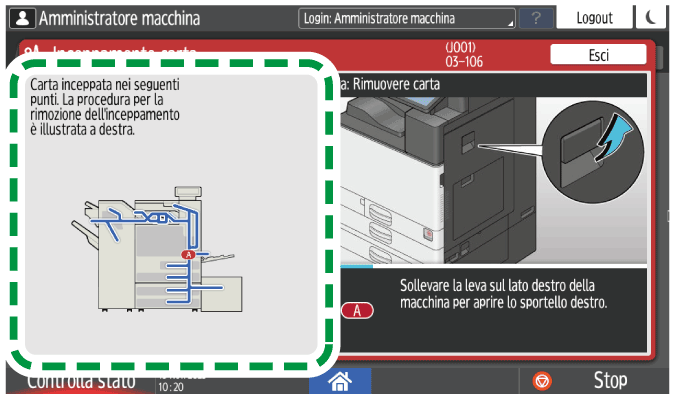 Illustrazione della schermata sul pannello di controllo