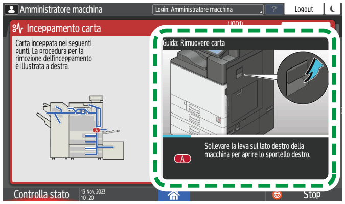 Illustrazione della schermata sul pannello di controllo