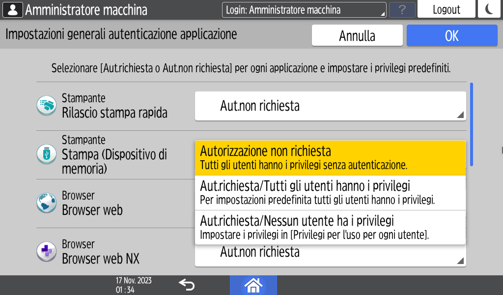 Illustrazione della schermata sul pannello di controllo