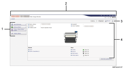Číslovaná ilustrace obrazovky webového prohlížeče