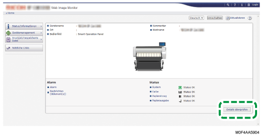 Webbrowser-Bildschirmdarstellung