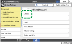 Operation panel screen illustration