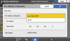 Operation panel screen illustration