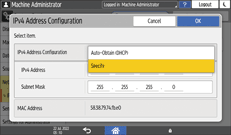 Operation panel screen illustration