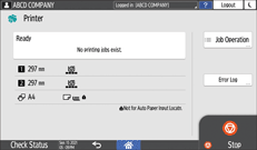 Operation panel screen illustration