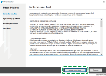 Ilustración de la pantalla del driver