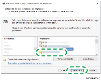 Ilustración de la pantalla del driver