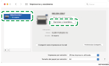 Ilustración de la pantalla del driver