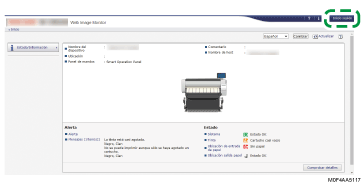 Ilustración de la pantalla del panel de mandos