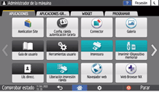 Ilustración de la pantalla del panel de mandos