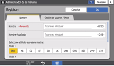 Ilustración de la pantalla del panel de mandos