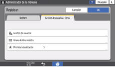 Ilustración de la pantalla del panel de mandos