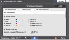 Ilustración de la pantalla del panel de mandos