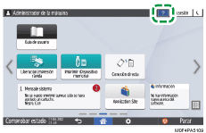 Ilustración de la pantalla del panel de mandos