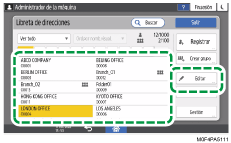 Ilustración de la pantalla del panel de mandos