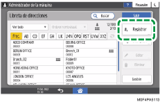 Ilustración de la pantalla del panel de mandos