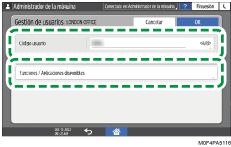 Ilustración de la pantalla del panel de mandos