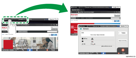 Ilustración de la pantalla del panel de mandos