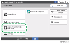 Ilustración de la pantalla del panel de mandos