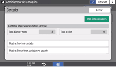 Ilustración de la pantalla del panel de mandos