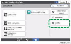 Ilustración de la pantalla del panel de mandos