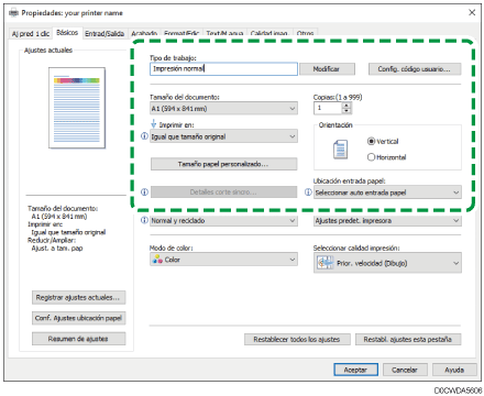 Ilustración de la pantalla del driver