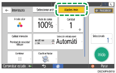 Ilustración de la pantalla del panel de mandos
