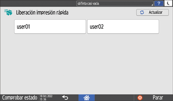 Ilustración de la pantalla del panel de mandos