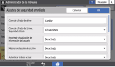 Ilustración de la pantalla del panel de mandos