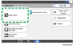 Ilustración de la pantalla del panel de mandos
