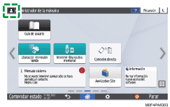Ilustración de la pantalla del panel de mandos