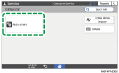 Ilustración de la pantalla del panel de mandos