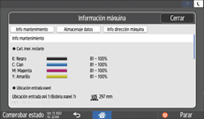 Ilustración de la pantalla del panel de mandos