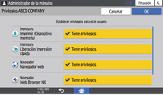 Ilustración de la pantalla del panel de mandos