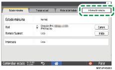 Ilustración de la pantalla del panel de mandos