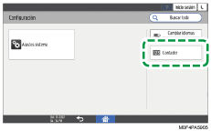 Ilustración de la pantalla del panel de mandos